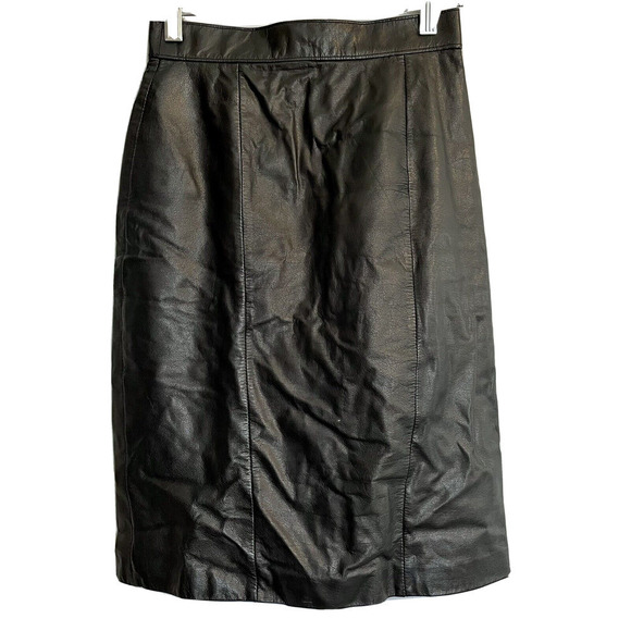 Vintage Rafferty Womens Leather Pencil Skirt Size 5/6 Black High Waist S… - Picture 1 of 9